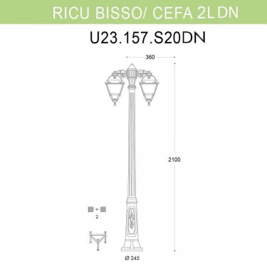 Садово-парковый светильник Ricu Bisso/Cefa 2L Dn U23.157.S20.BYF1RDN