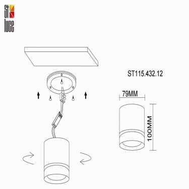 Накладной светильник 12W 3000K черный ST115.432.12 Накладной светильник 12W 3000K черный ST115.432.12