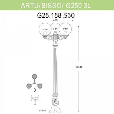 Уличный фонарь Artu Bisso/G250 3L G25.158.S30.BYE27