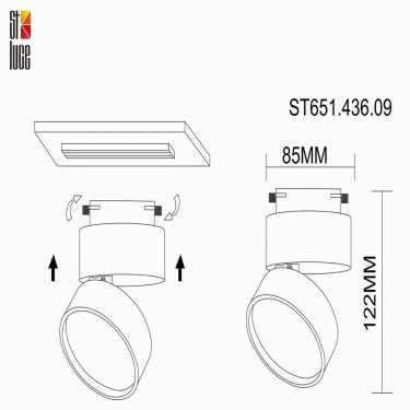 Трековый светильник BASE 9W 3000K черный ST651.436.09