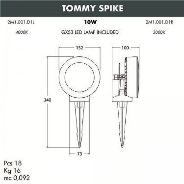 Ландшафтный светильник Tommy Spike 2M1.001.000.WXD1L