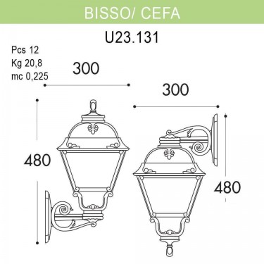 Уличный настенный светильник Bisso/Cefa U23.131.000.WXF1R