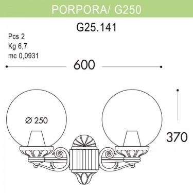 Уличный настенный светильник Porpora/G250 G25.141.000.WXE27