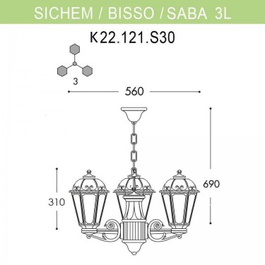 Уличный подвесной светильник Sichem/Saba 3L K22.120.S30.BYF1R