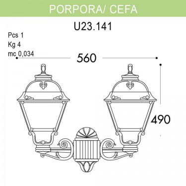 Уличный настенный светильник Porpora/Cefa U23.141.000.BYF1R
