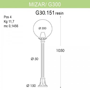 Уличный светильник Mizar.R/G300 G30.151.000.BZE27