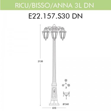 Уличный фонарь Ricu Bisso/Anna 3L Dn E22.157.S30.BXF1RDN