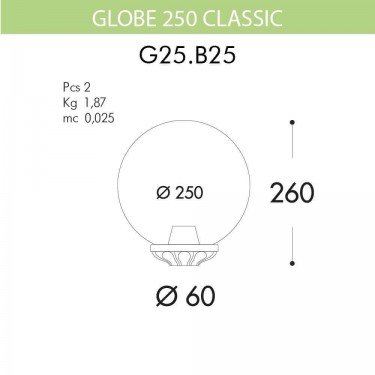 Уличный светильник на столб Globe 250 Classic G25.B25.000.BYE27