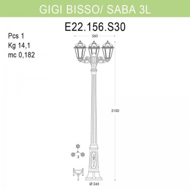 Уличный фонарь Gigi Bisso/Saba 3L K22.156.S30.BYF1R