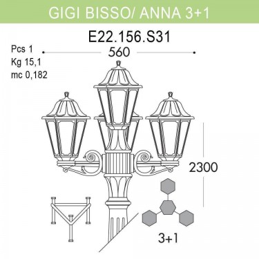 Уличный фонарь Gigi Bisso/Anna E22.156.S31.WYF1R