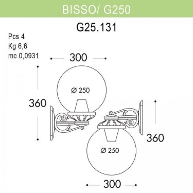 Уличный настенный светильник Bisso/G250 G25.131.000.AZE27