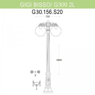 Уличный фонарь Ricu Bisso/G300 2Ldn G30.156.S20.BYE27DN