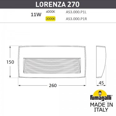 Светильник для подсветки лестниц накладной Lorenza 270 AS3.000.000.LXP1L