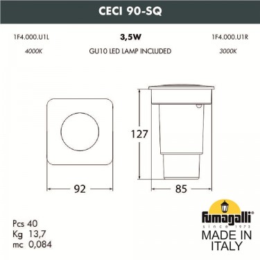 Тротуарный светильник Ceci 90-SQ 1F4.000.000.LXU1L