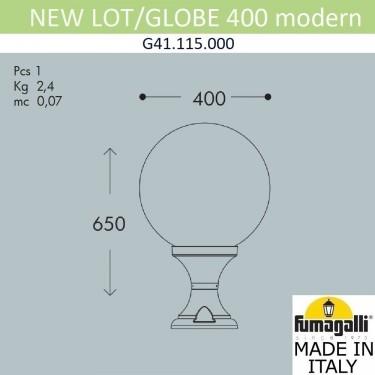 Ландшафтный фонарь NEW Lot/Globe 400 modern G41.115.000.AYE27