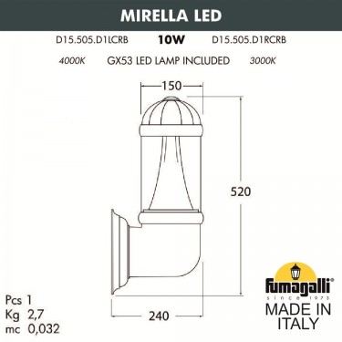 Настенный светильник Mirella D15.505.000.LXD1L.CRB