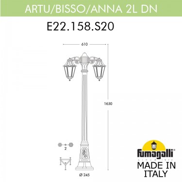 Садово-парковый светильник Artu Bisso/Anna 2L E22.158.S20.AYF1RDN