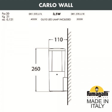 Настенный светильник Carlo Wall DR1.570.000.LXU1L
