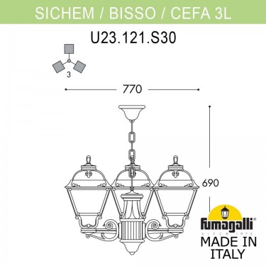 Подвесной светильник Sichem/Cefa 3L U23.120.S30.AYF1R