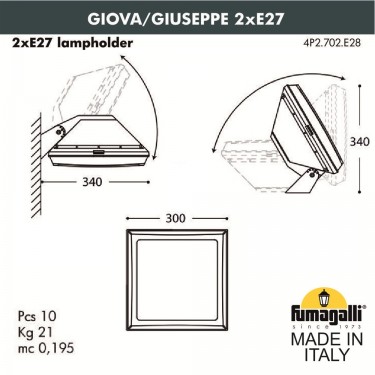Уличный настенный светильник Giova/Guizzeppe 4P2.702.000.AYF1R