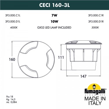 Тротуарный светильник Ceci 160-3L 3F3.000.000.AXD1L