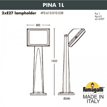 Садовый светильник столб PINA 1L 4P2.613.010.LYF1R