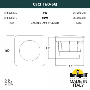 Тротуарный светильник Ceci 160-SQ 3F4.000.000.LXD1L