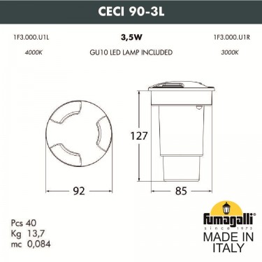 Тротуарный светильник Ceci 90-3L 1F3.000.000.LXU1L