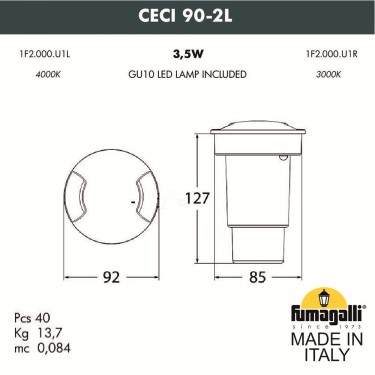 Тротуарный светильник Ceci 90-2L 1F2.000.000.LXU1L