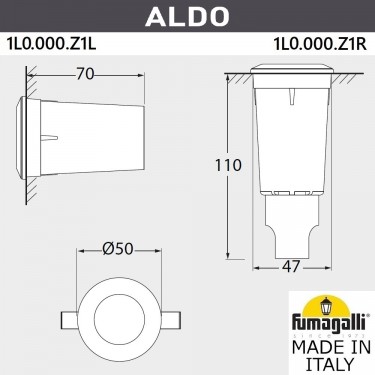 Тротуарный светильник Aldo 1L0.000.000.AXZ1L