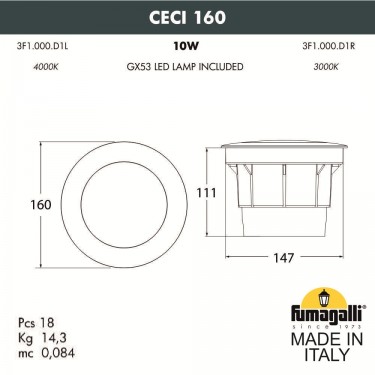 Тротуарный светильник Ceci 160 3F1.000.000.LXD1L
