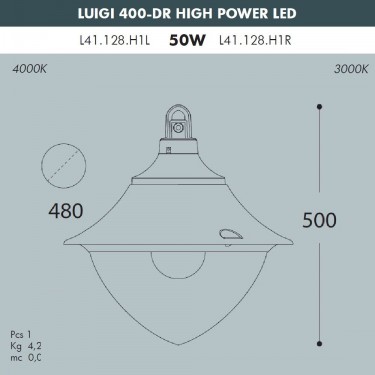 Светильник LUIDGI 400-DR (Vivi Sichem) L41.128.000.LXH27