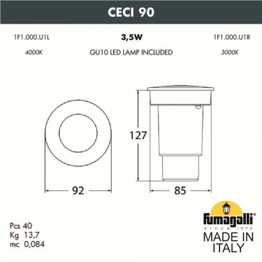 Тротуарный светильник Ceci 90 1F1.000.000.AXU1L