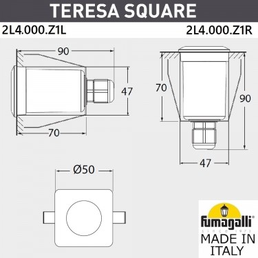 Тротуарный светильник Teresa Square 2L4.000.000.AXZ1L