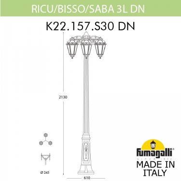 Садово-парковый светильник Ricu Bisso/Saba 3L DN K22.157.S30.AXF1RDN