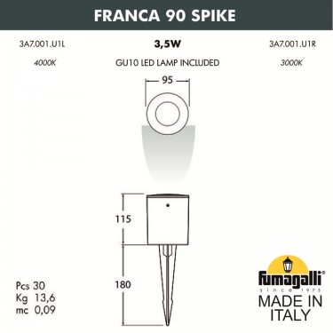 Ландшафтный светильник Franca 90 Spike 3A7.001.000.LXU1L