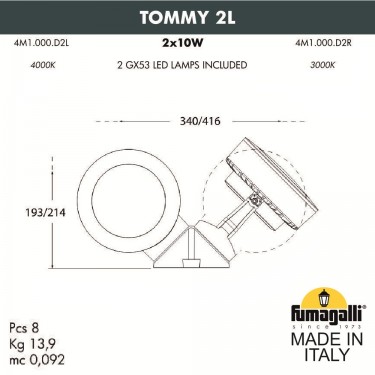 Фасадный светильник Tommy 2L 4M1.000.000.AXD2L