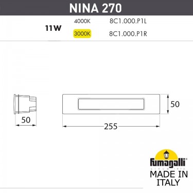 Светильник для подсветки лестниц Nina 270 8C1.000.000.BYP1L