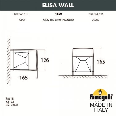 Настенный светильник Elisa Wall DS2.560.000.WXD1L