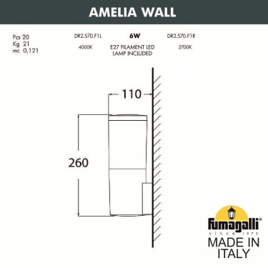 Настенный светильник Amelia Wall DR2.570.000.AYF1R