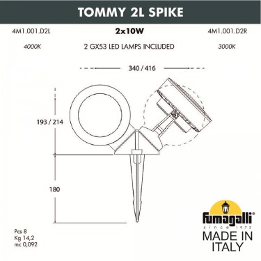 Ландшафтный светильник Tommy 2L Spike 4M1.001.000.AXD2L