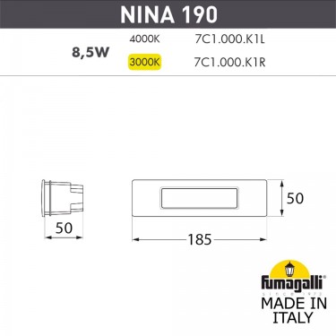 Светильник для подсветки лестниц Nina 190 7C1.000.000.LYK1L