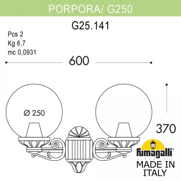 Настенный светильник Porpora/G250 G25.141.000.VYE27