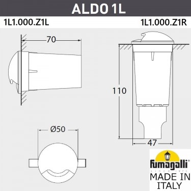 Тротуарный светильник Aldo 1L 1L1.000.000.AXZ1L